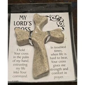 My Lord's Cross Ganz Stone Cross Ivory W/ Speckled Browns, Christian Gift